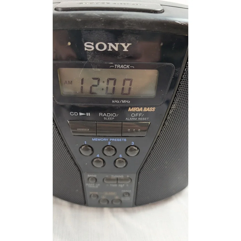 Sony CD Clock Radio ICF-CD833 Black Mega Bass AM/FM Digital Tuner Alarm